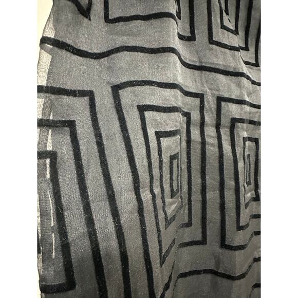 C'est City Women's Silk Blend Black Lined Skirt Burnout Velvet Geometric Print - Picture 3 of 6